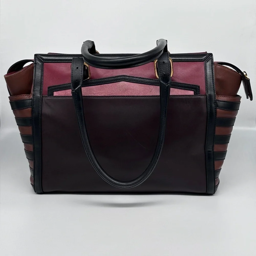 Christian Louboutin Farida Large Leather & Suede Tote Bag – Burgundy/Black/Red - Picture 4 of 16